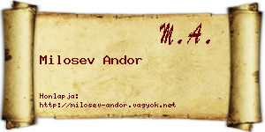 Milosev Andor névjegykártya